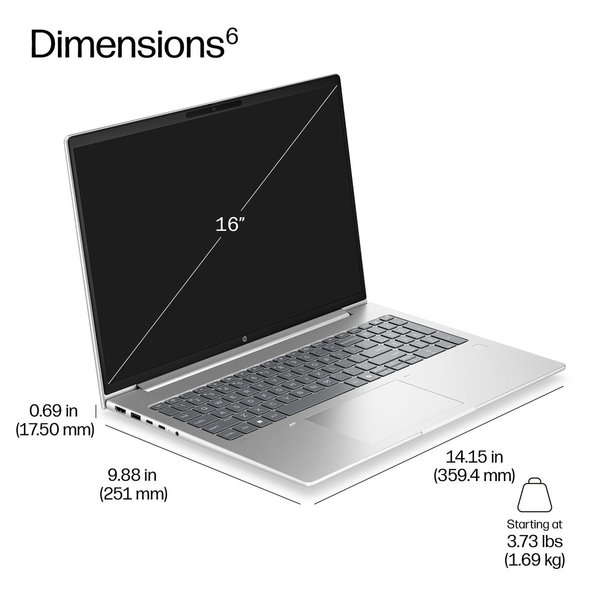 HP ProBook 4 G2i 16 AI PC Intel Core 7 350 Laptop 40.6 cm (16") WUXGA 16 GB DDR5-SDRAM 512 GB SSD Wi-Fi 6E (802.11ax) Windows 11 Pro Silver (5)