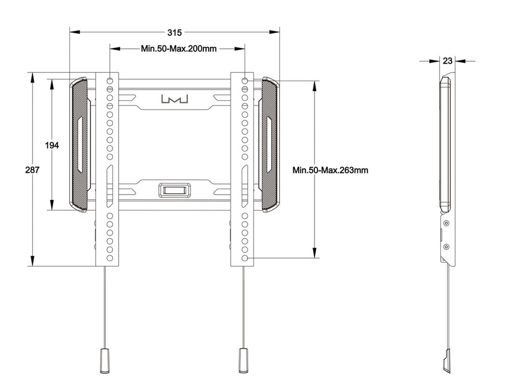 Multibrackets 5631 soporte para TV 55" Negro