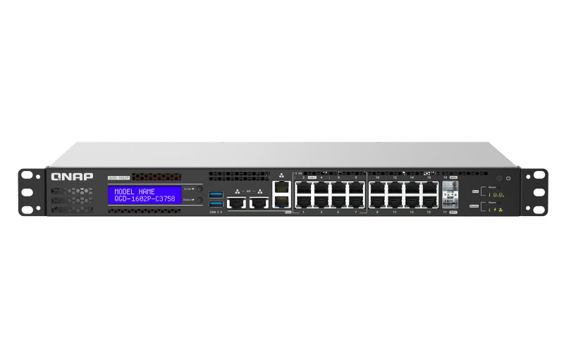 QNAP QGD-1602P Gestionado L2 Gigabit Ethernet (10/100/1000) Energía sobre Ethernet (PoE) 1U Negro, Gris