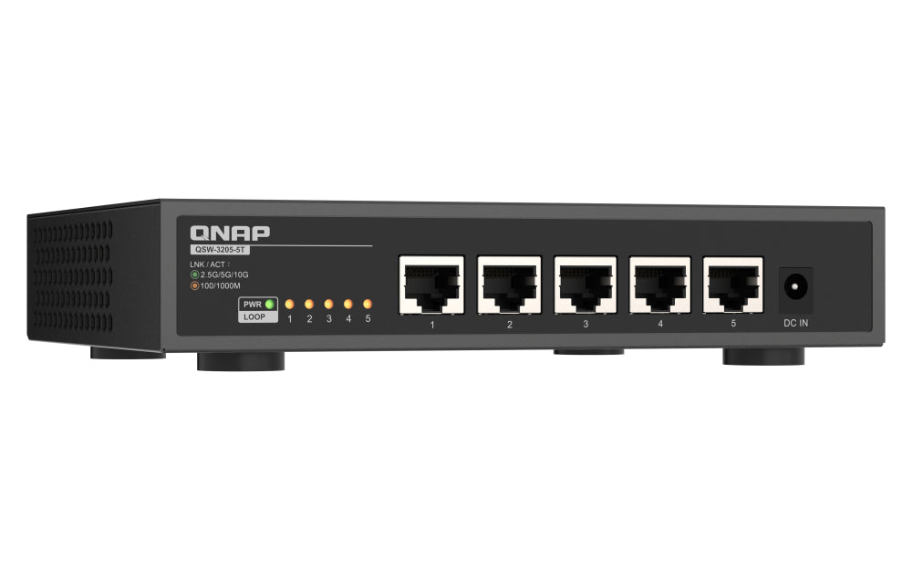 QNAP QSW-3205-5T switch No administrado 10G Ethernet (100/1000/10000) Escritorio Negro (3)