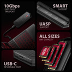 Axagon EEM2-GAM, USB-C 10Gbps - NVMe & SATA SSD GAME M.2 box, bezšroubkový Caja externa para unidad de estado sólido (SSD) Negro (6)
