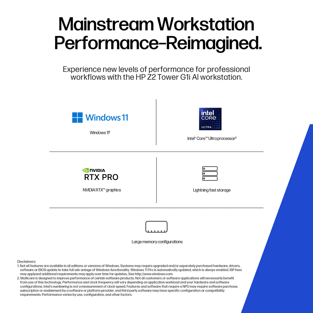 HP Z2 Tower G1i Intel Core Ultra 9 285K 64 GB DDR5-SDRAM 1 TB SSD NVIDIA RTX PRO 4000 Blackwell Windows 11 Pro Workstation AI Workstation, AI PC Black (8)