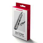 Axagon HUB USB HUE-STC, 4x USB ALU STRIP hub, 1x USB-A 5Gbps, 2x USB-A & 1x USB-C 480Mbps, kabel USB-C 12cm USB 3.2 Gen 1 (3.1 Gen 1) Type-C 5 Mbit/s Gris (7)