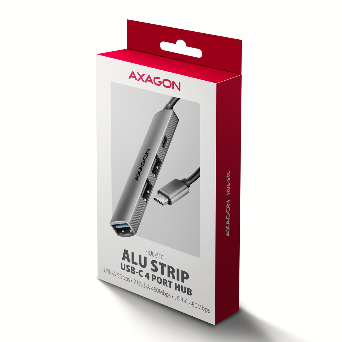 Axagon HUB USB HUE-STC, 4x USB ALU STRIP hub, 1x USB-A 5Gbps, 2x USB-A & 1x USB-C 480Mbps, kabel USB-C 12cm USB 3.2 Gen 1 (3.1 Gen 1) Type-C 5 Mbit/s Gris (7)
