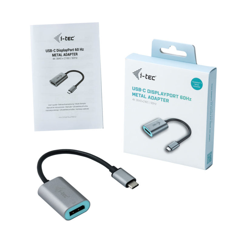 i-tec Metal C31METALDP60HZ adaptador de cable de vídeo 0,15 m USB Tipo C Gris, Turquesa (5)