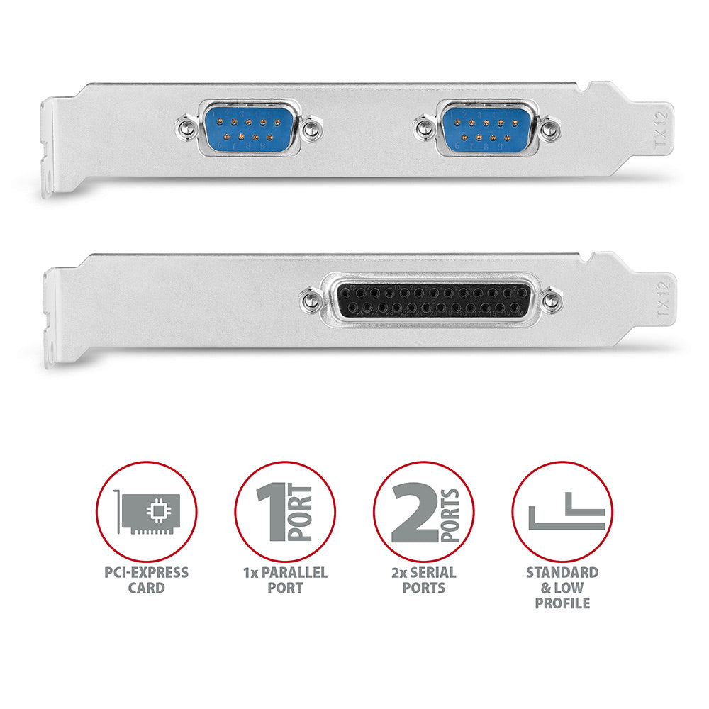 Axagon PCEA-PSN PCIe-Adapter mit 1x Parallel-+ 2x Seriell-Ports - ASIX AX99100 tarjeta y adaptador de interfaz Interno Paralelo, RS-232 (3)