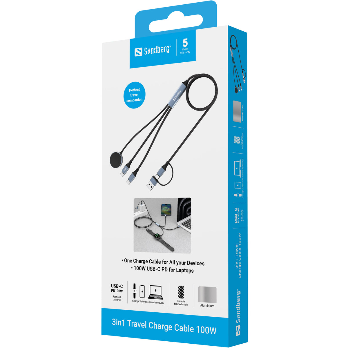 Sandberg 441-69 cable USB 0 m USB A/USB C 2 x USB-C/MagSafe 100 W Negro (5)