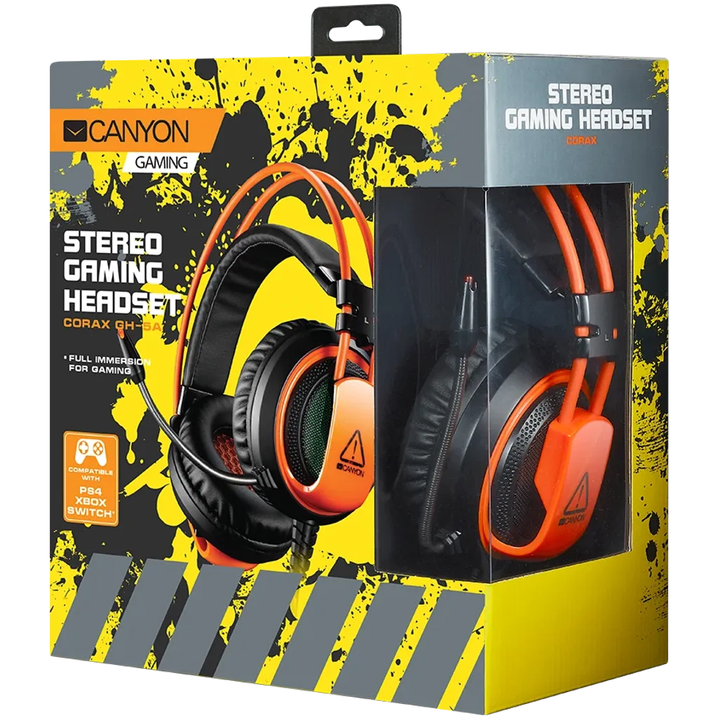 Canyon Corax Auriculares Con cable De diadema Gaming USB Tipo A Negro, Naranja
