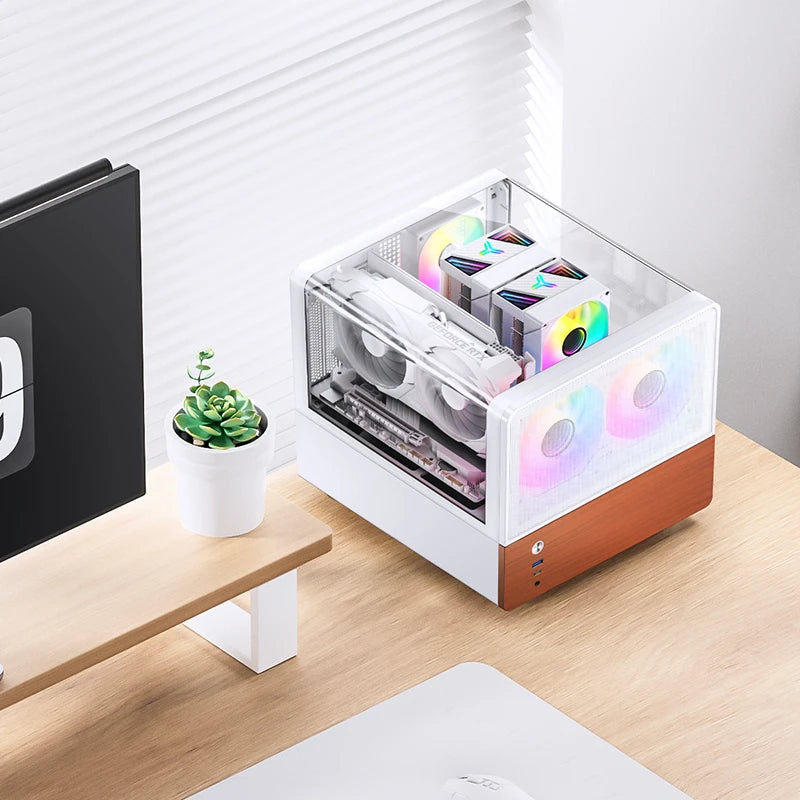 Jonsbo V12 caja mini torre panorámica Micro-ATX - Blanco