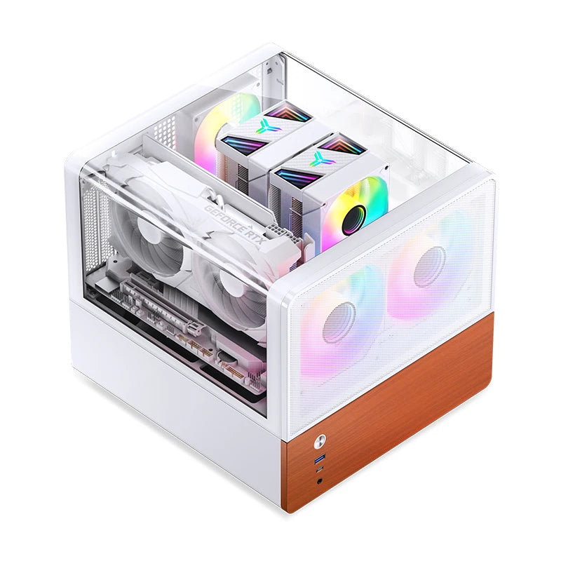 Jonsbo V12 caja mini torre panorámica Micro-ATX - Blanco