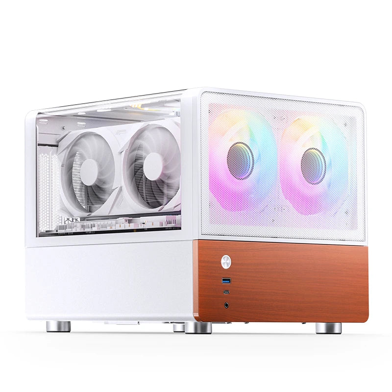 Jonsbo V12 caja mini torre panorámica Micro-ATX - Blanco