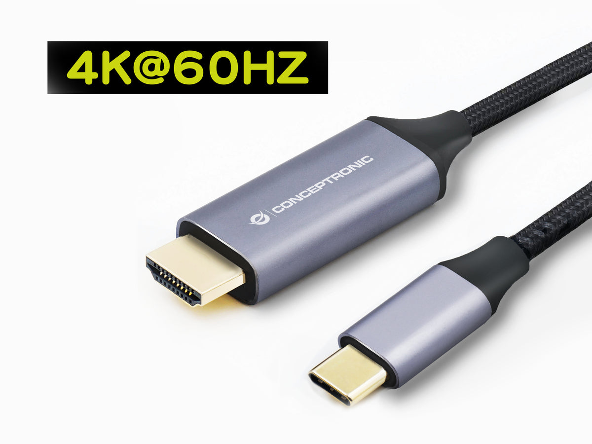 Conceptronic ABBY10G adaptador de cable de vídeo 2 m USB Tipo C HDMI Gris (6)