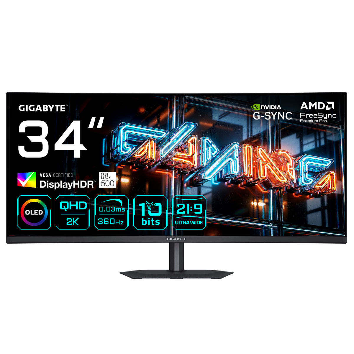 GIGABYTE MO34WQC36 pantalla para PC 86,4 cm (34") 3440 x 1440 Pixeles Wide Quad HD QD-OLED Negro (2)
