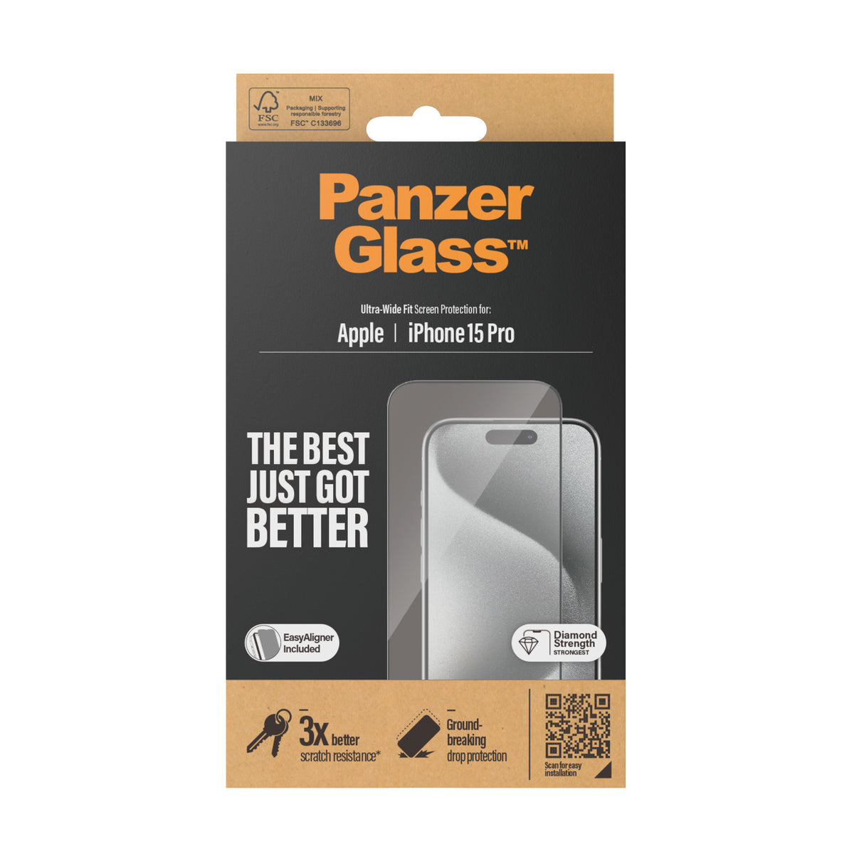 PanzerGlass ® Screen Protector iPhone 15 Pro | Ultra-Wide Fit w. EasyAligner Protector de pantalla Apple 1 pieza(s) (3)