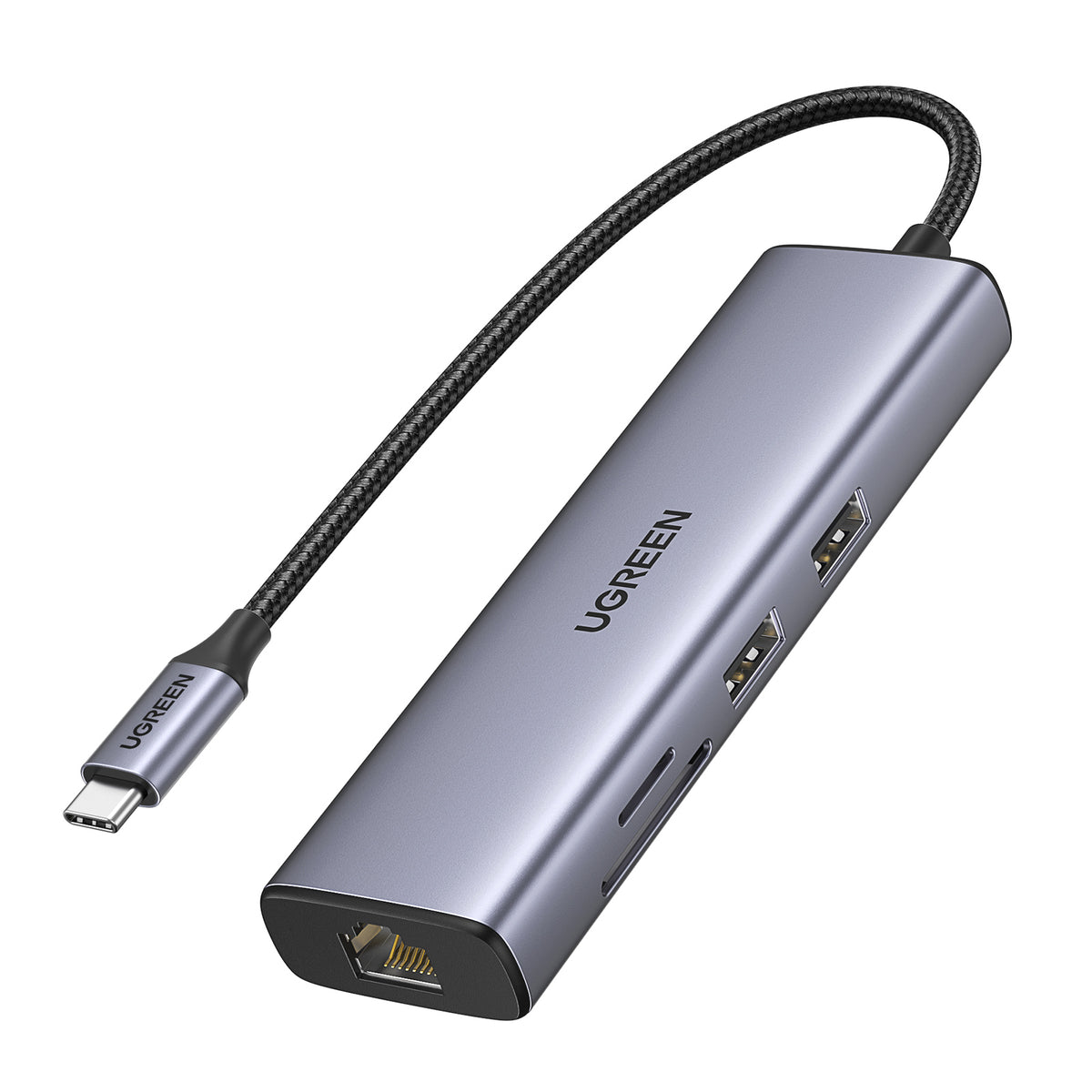Ugreen USB-C to 2*USB3.0+HDMI+RJ 45+SD&TF+PD port Hub (2)