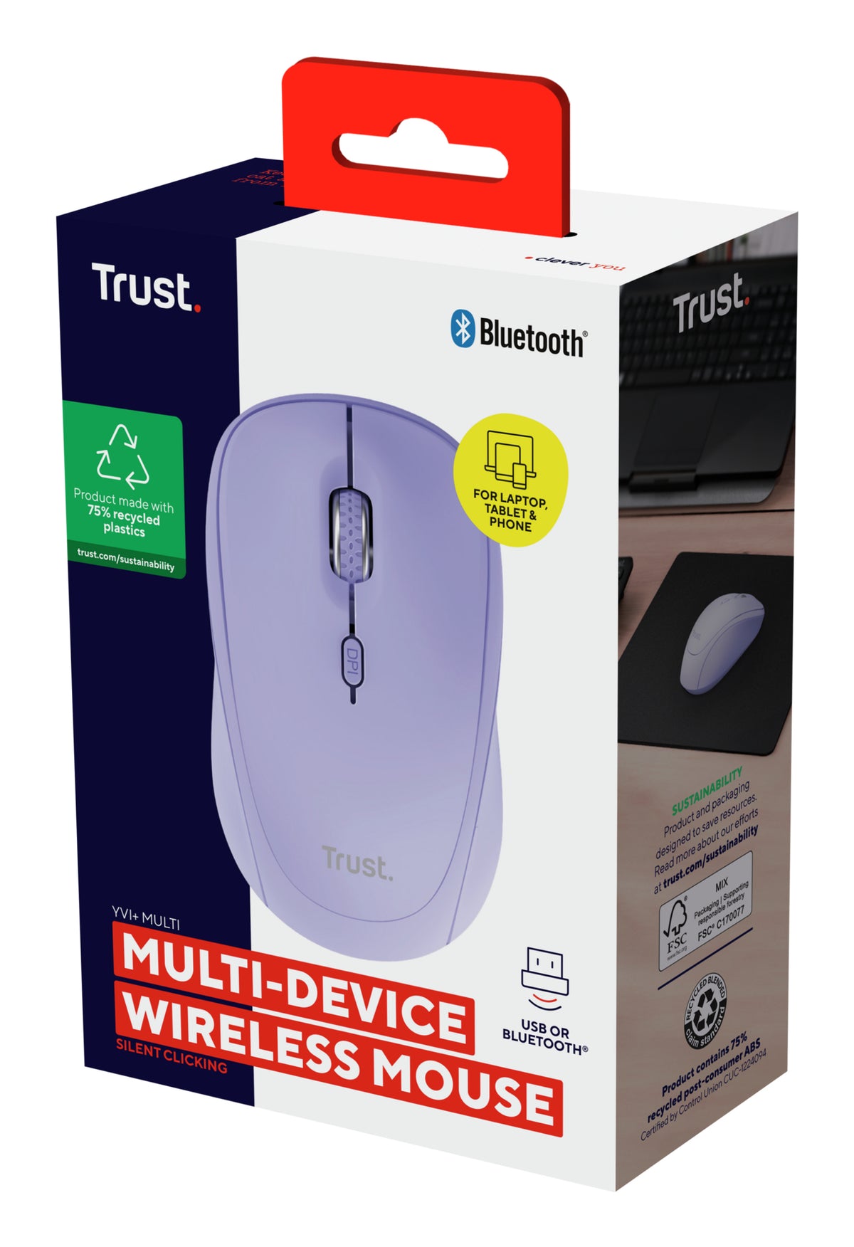 Trust Yvi+ ratón Universal Ambidextro RF Wireless + Bluetooth Óptico 1600 DPI (6)