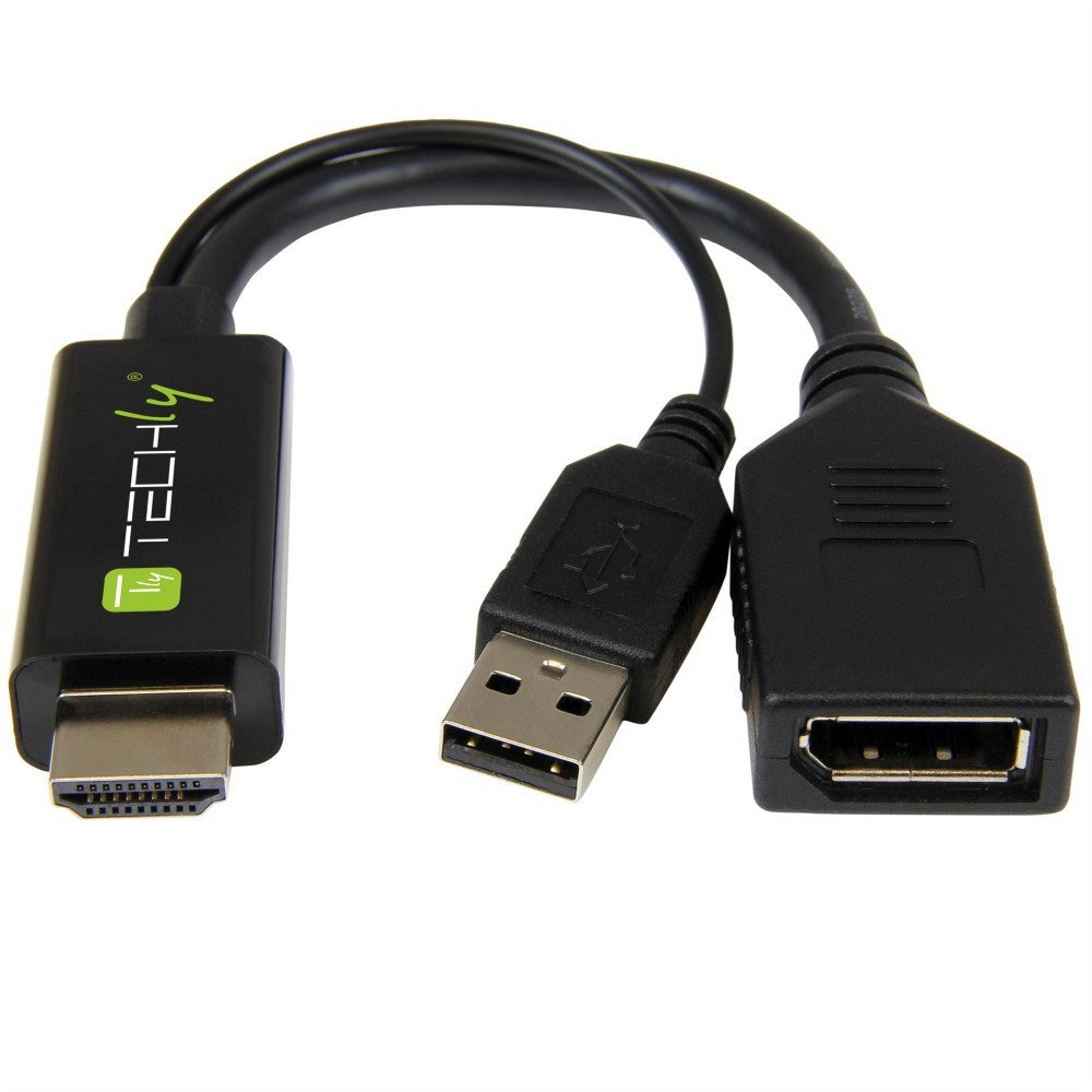 Techly ICOC-HDMI-DP12A adaptador de cable de vídeo HDMI tipo A (Estándar) DisplayPort Negro (3)