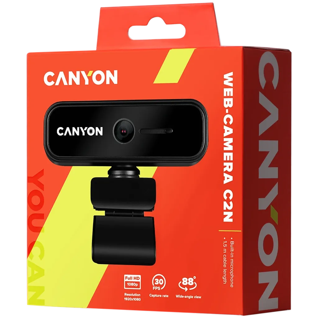 Canyon C2N webcam 2 MP 1920 x 1080 USB 2.0 Negro