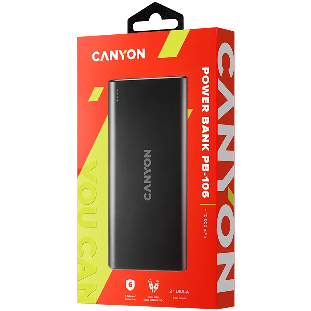 Canyon PB-106 Polímero de litio 10000 mAh Negro