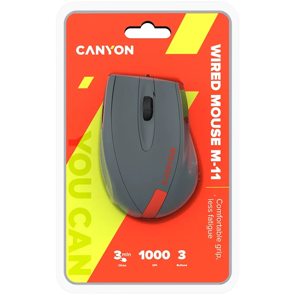 Canyon M-11 ratón Oficina Diestro USB Tipo A Óptico 1000 DPI