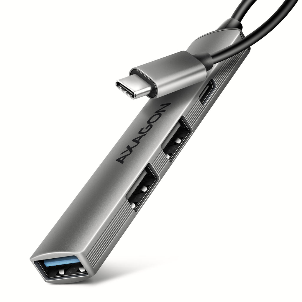 Axagon HUB USB HUE-STC, 4x USB ALU STRIP hub, 1x USB-A 5Gbps, 2x USB-A & 1x USB-C 480Mbps, kabel USB-C 12cm USB 3.2 Gen 1 (3.1 Gen 1) Type-C 5 Mbit/s Gris