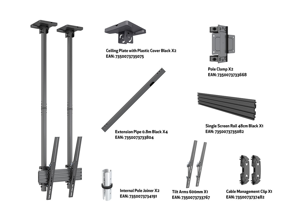 Multibrackets 6404 soporte para pantalla de señalización 2,54 m (100") Negro (7)