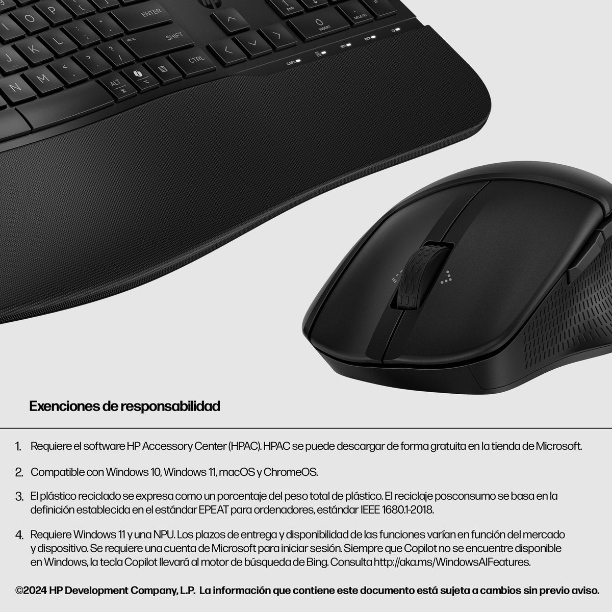 HP 685 Comfort Dual-Mode Keyboard and Mouse Combo teclado Ratón incluido Oficina RF Wireless + Bluetooth Negro (6)