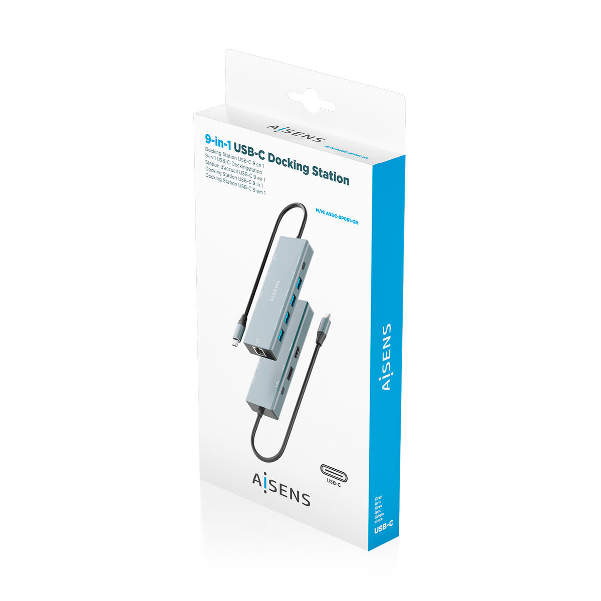 AISENS ASUC-9P051-GR base para portátil y replicador de puertos Alámbrico USB 3.2 Gen 1 (3.1 Gen 1) Type-C (8)