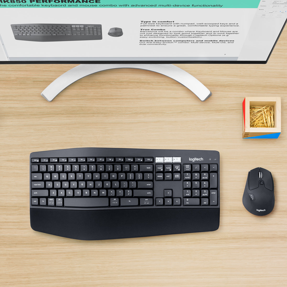 Logitech MK850 Performance teclado Ratón incluido Universal RF Wireless + Bluetooth AZERTY Belga Negro (9)
