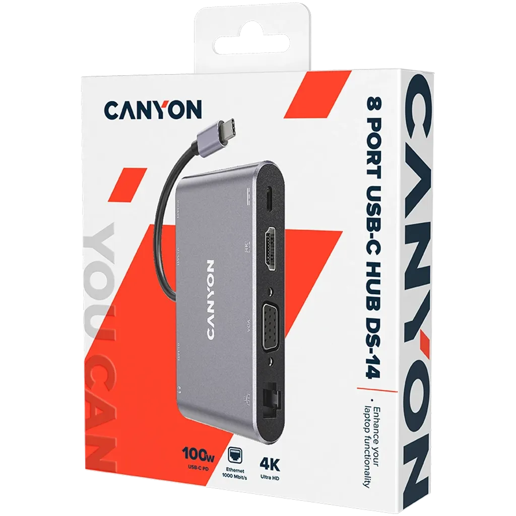Canyon DS-14 USB 3.2 Gen 1 Tipo C Gris