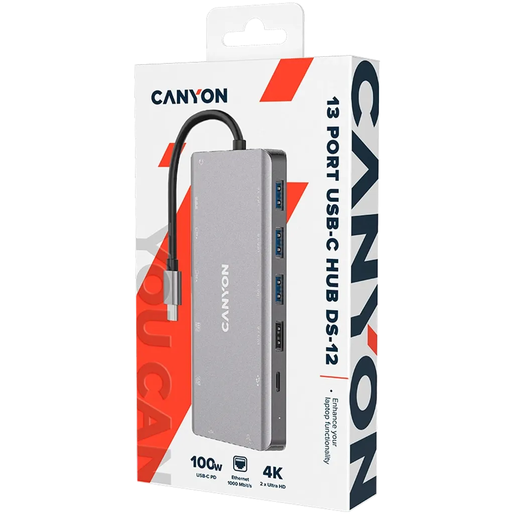 Canyon DS-12 USB 3.2 Gen 1 Tipo C Gris