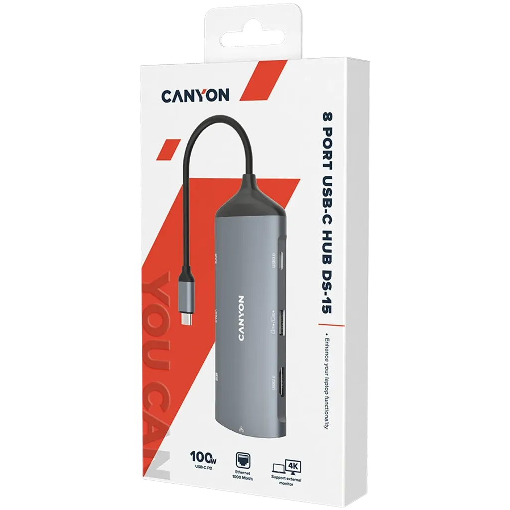 Canyon DS-15 USB 3.2 Gen 1 Tipo C Gris