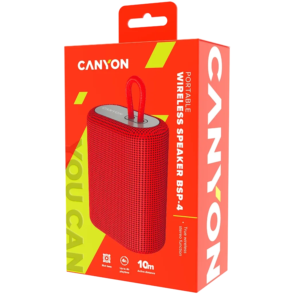Canyon BSP-4 altavoz portátil estéreo Rojo 5 W
