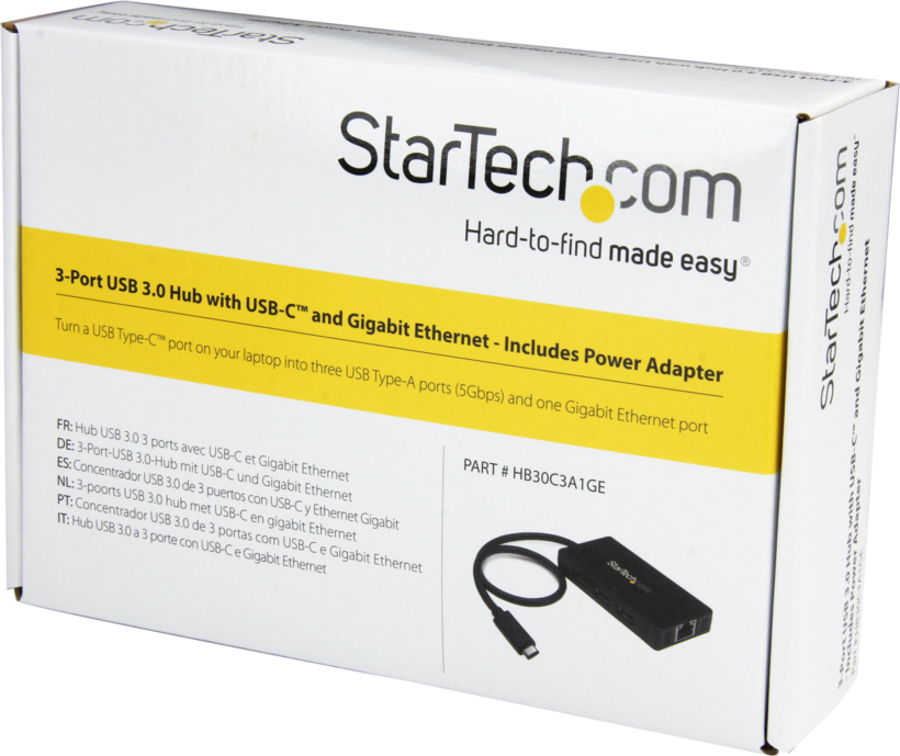 Startech HB30C3A1GE - Ladrón con Adaptador de Alimentación, Hub (3)