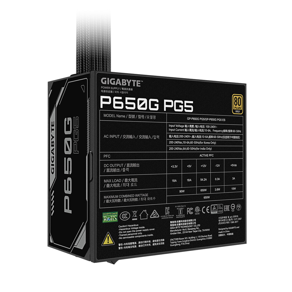 GIGABYTE P650G PCIE 5.1 unidad de fuente de alimentación 650 W 20+4 pin ATX Negro (6)