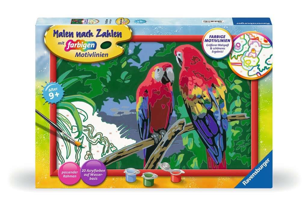 Malen nach Zahlen - Bunte Papageien