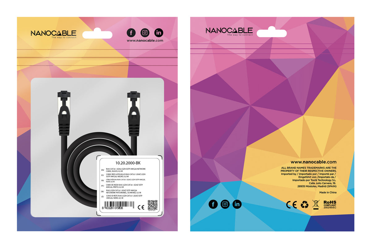 Nanocable 10.20.2007-BK cable de red Cat8.1 S/FTP (S-STP) Alrededor (6)