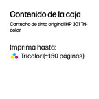 HP 301 Tri-color Original Ink Cartridge cartucho de tinta 1 pieza(s) Rendimiento estándar Cian, Magenta, Amarillo (4)