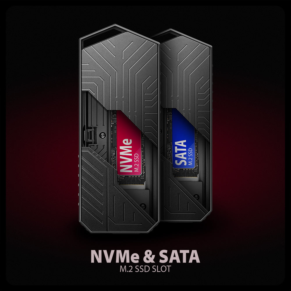 Axagon EEM2-GAM, USB-C 10Gbps - NVMe & SATA SSD GAME M.2 box, bezšroubkový Caja externa para unidad de estado sólido (SSD) Negro (5)