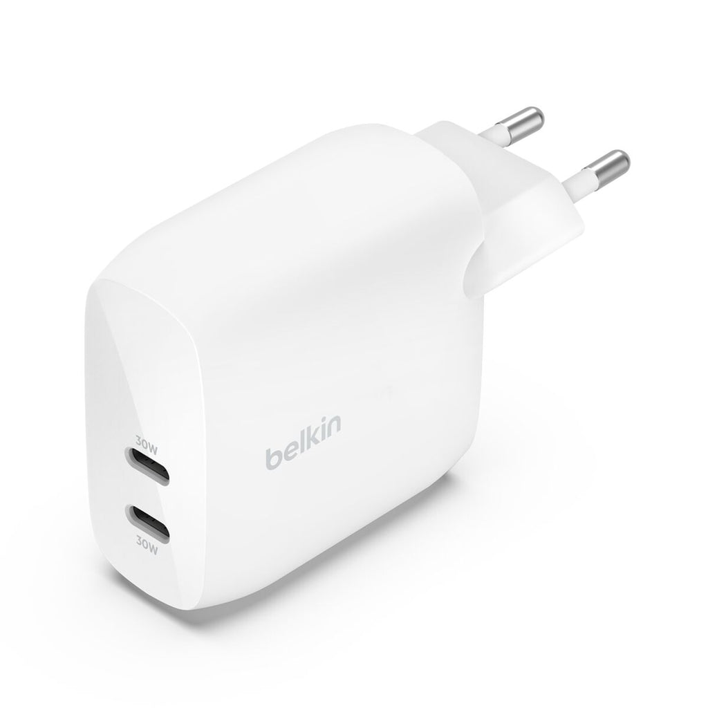 Adaptador de corriente - 60 vatios - 2.7 A - Fast Charge, Suministro de energía 3.1 - 2 conectores de salida (2 USB-C) - blanco