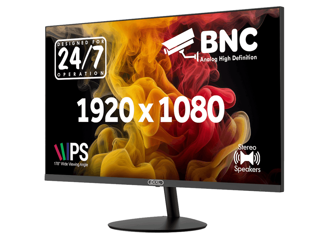 piXL monitor IPS CCTV Full HD de 24 pulgadas de ahorro de energía para uso 24/7
