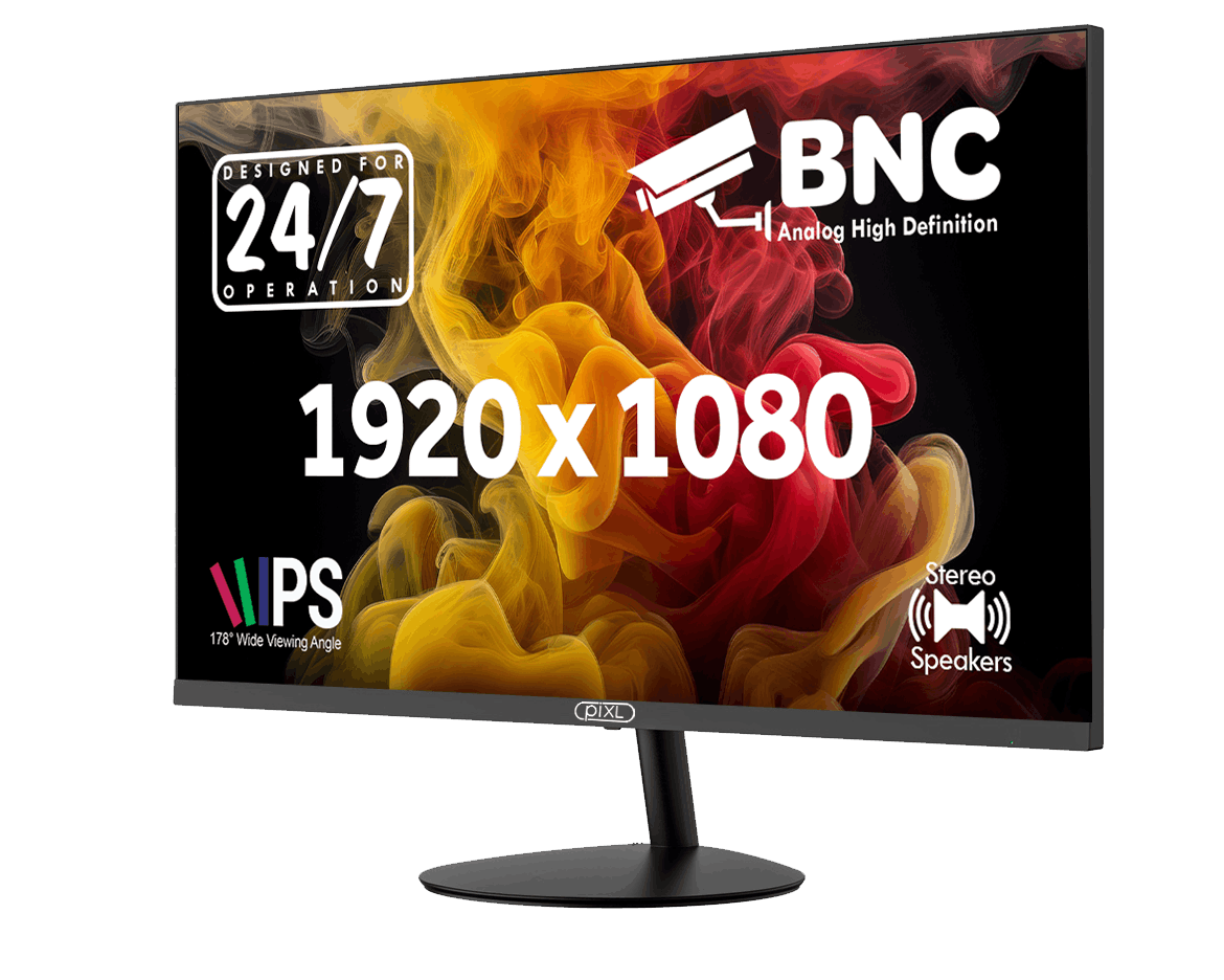 piXL monitor IPS CCTV Full HD de 24 pulgadas de ahorro de energía para uso 24/7