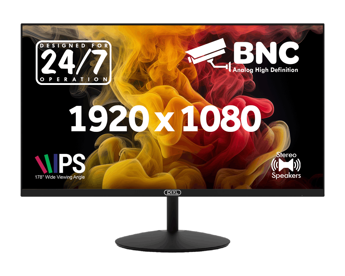piXL monitor IPS CCTV Full HD de 24 pulgadas de ahorro de energía para uso 24/7