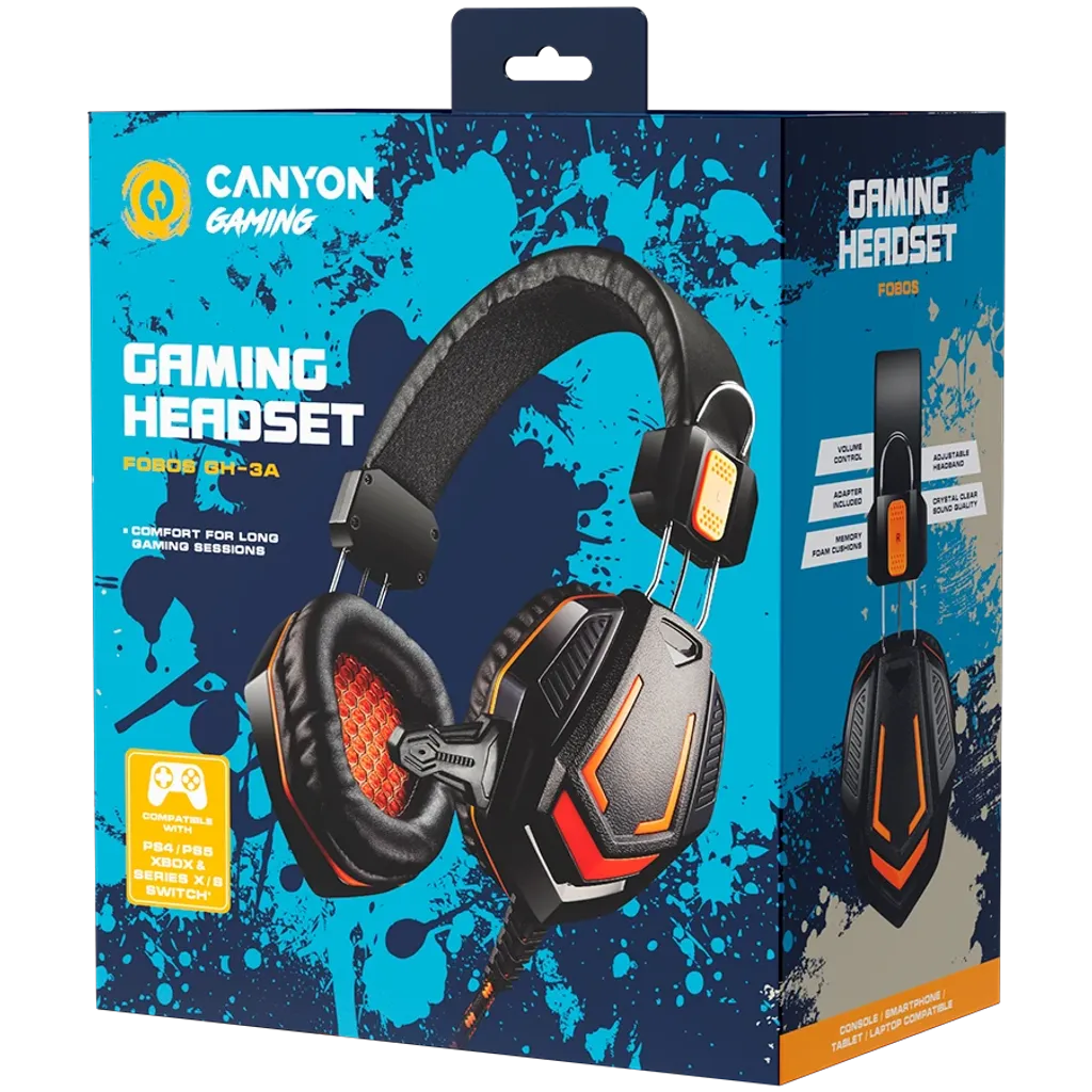 Canyon Auriculares Gaming multiplataforma Con cable De diadema Negro, Naranja