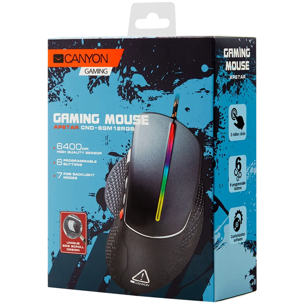 Canyon Apstar ratón Gaming Diestro USB Tipo A Óptico 6400 DPI