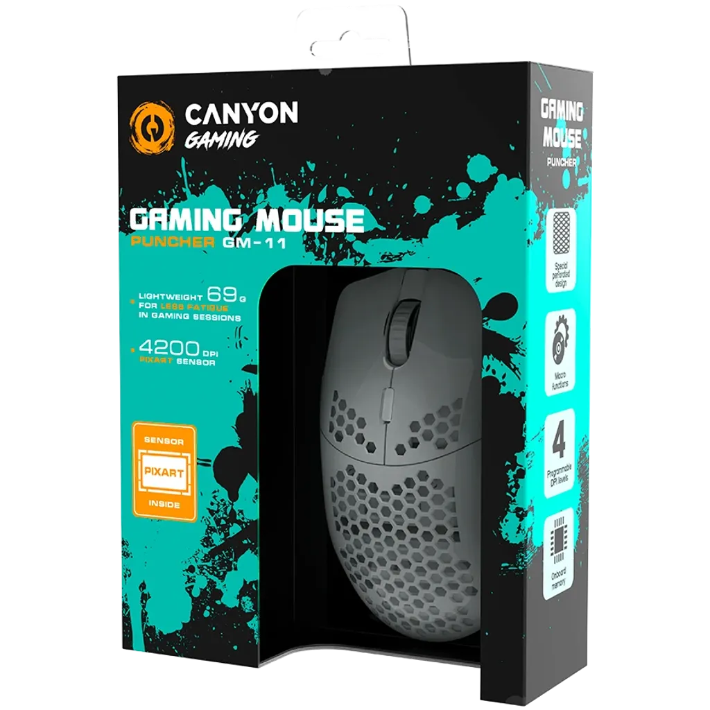 Canyon Puncher ratón Gaming Diestro USB Tipo A Óptico 3200 DPI