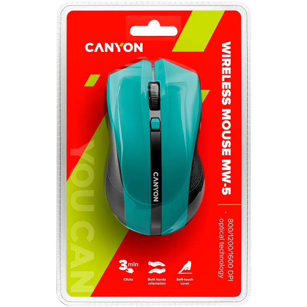 Canyon CNE-CMSW05G ratón Inalámbrico RF Óptico 1600 DPI