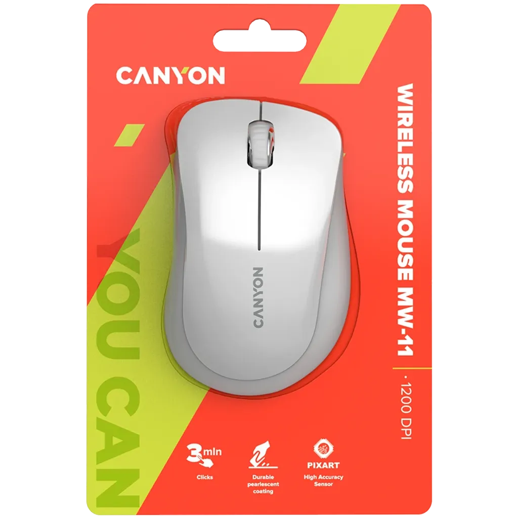 Canyon CNE-CMSW11PW ratón Diestro Inalámbrico RF Óptico 1200 DPI