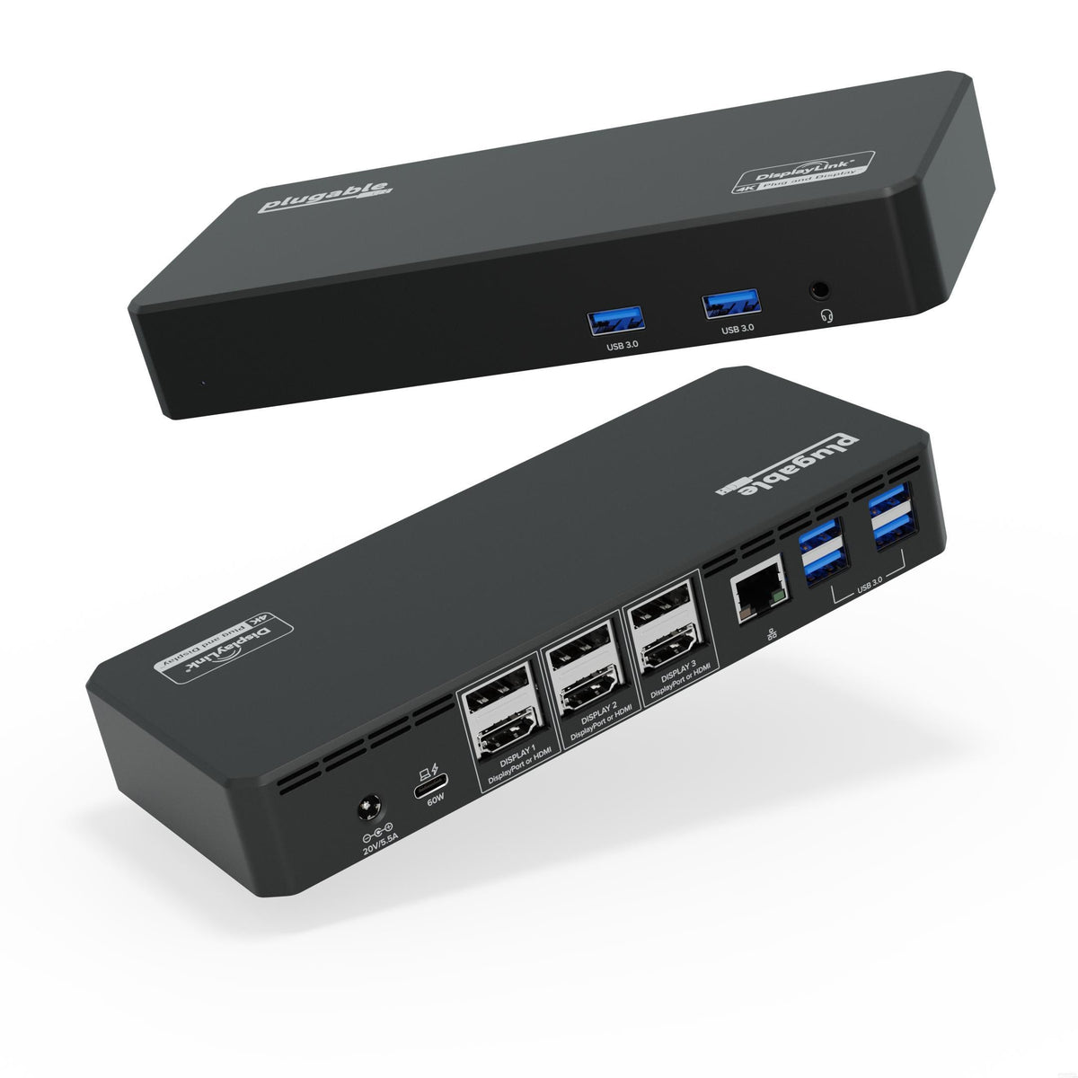 Plugable Technologies UD-6950PDZ-UK base para portátil y replicador de puertos Alámbrico USB 3.2 Gen 1 (3.1 Gen 1) Type-C Negro