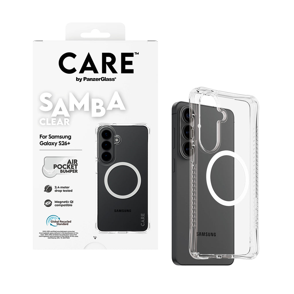 PanzerGlass CARE™ by ® Samba Case Transparent w. White Qi Samsung Galaxy S26+ funda para teléfono móvil 17 cm (6.7") Transparente (5)